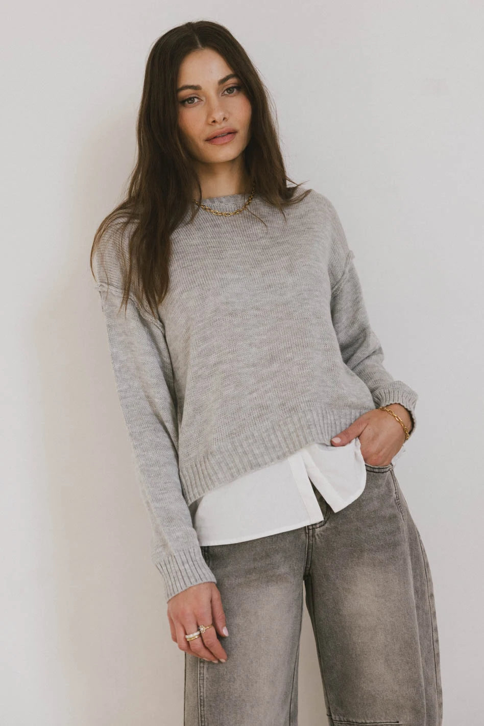 women's wrinkle-resistant dressesMarcel Knit Sweater in Grey