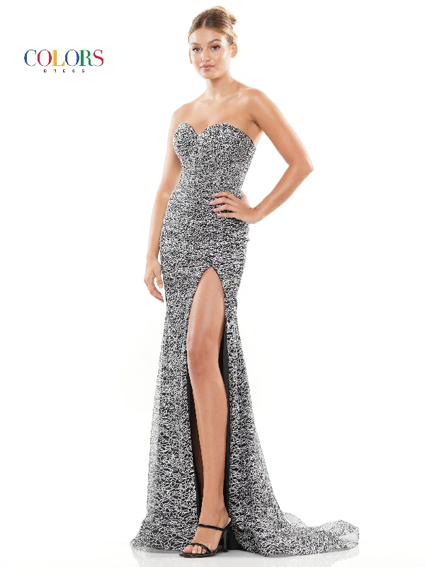 women's fair-trade dressesColors 3103 Long Strapless Glitter Prom Dress