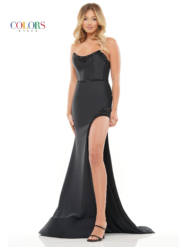 women's empire-line dressesColors 3167 Formal Strapless Fitted Prom Long Dress