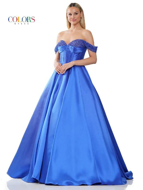 women's casual Friday dressesColors 3191 Long Off Shoulder Mikado Prom Ball Gown