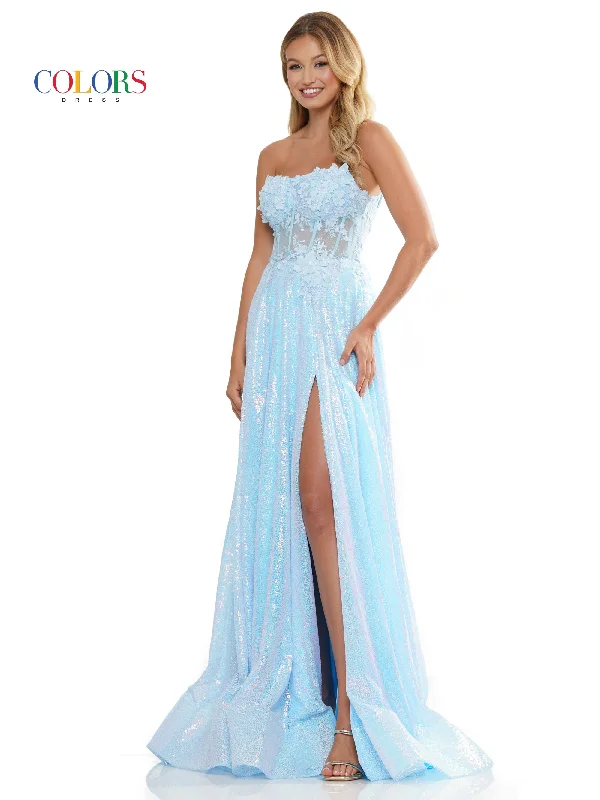 women's chiffon dressesColors 3224 Long Strapless Formal A Line Prom Dress