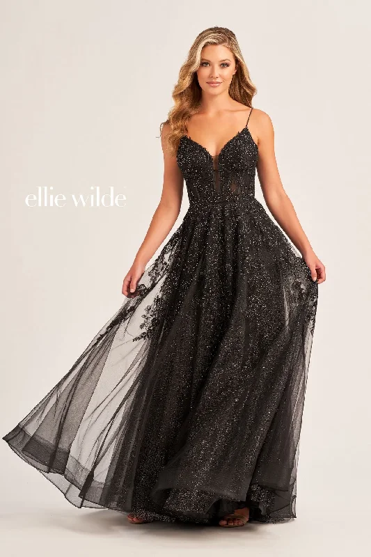 women's evening dressesEllie Wilde EW34036 Long A Line Dress Prom Ball Gown