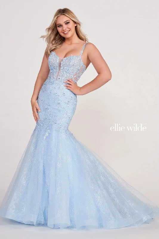 women's cocktail dressesEllie Wilde EW34085 Long Mermaid Beaded Prom Formal Dress