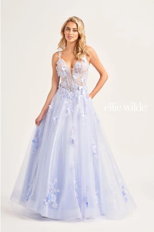 women's made-to-order dressesEllie Wilde EW35122 Long Ball Gown Beaded Applique Prom Dress