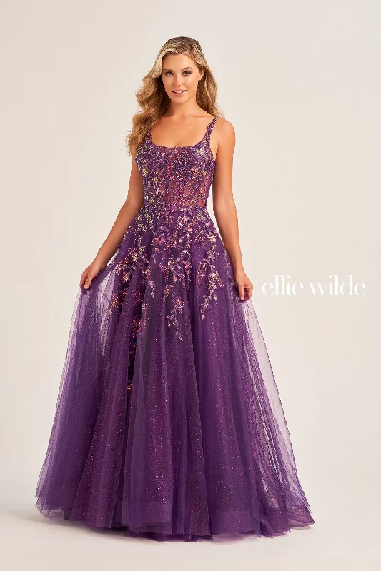 women's cotton dressesEllie Wilde EW35242 Glitter Ball Gown Long Formal Prom Dress